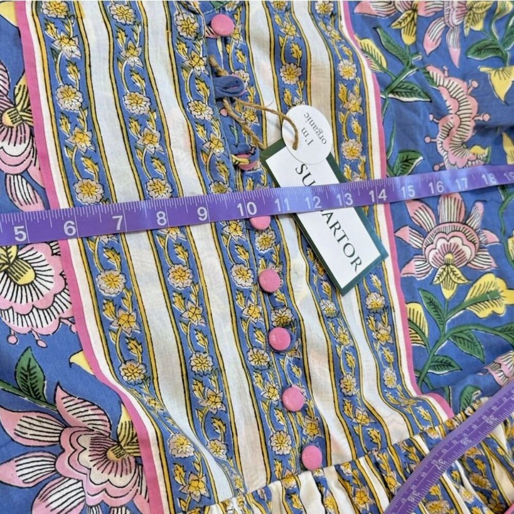 Women's Midi Dress in Blue Floral Stripe - Sue Sartor - Picture 13 of 15